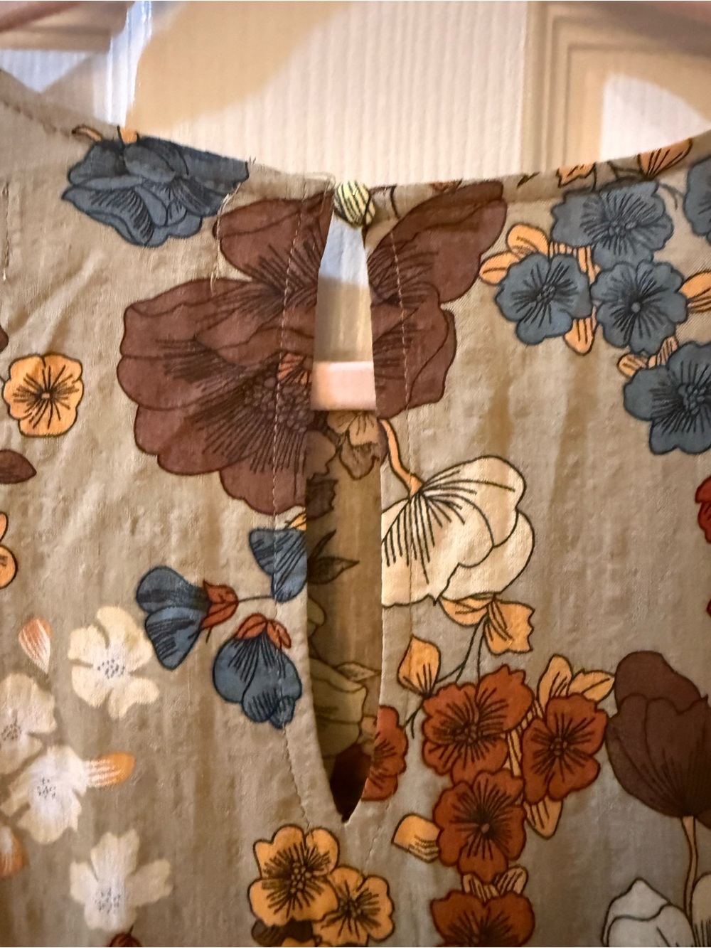 NATURAL LIFE Floral Tiered Dress in Olive with Yellow, Blue & Rust Flowers - Picture 4 of 12